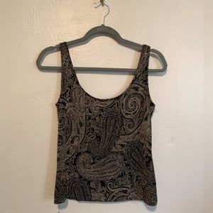 vintage paisley bejeweled black and gold scoop neck tank going out top
